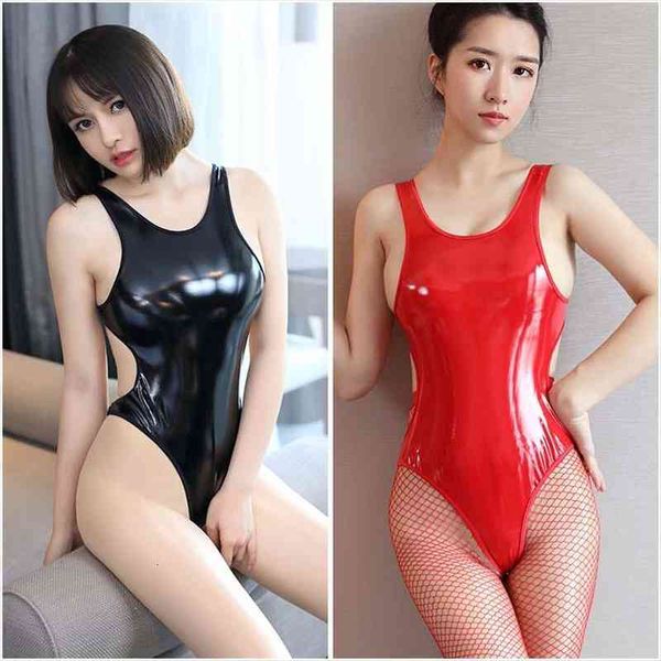 women pu faux leather bodysuit hollow out backless high cut swimsuit smooth leotard tights shaping wear shiny f19, Black;white
women pu faux leather bodysuit hollow out backless high cut swimsuit smooth leotard tights shaping wear shiny f19, Black;white