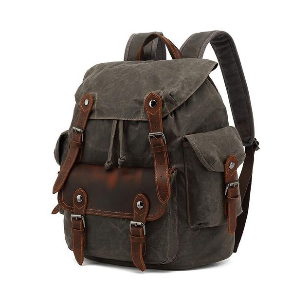 backpack military canvas men bag vintage leather students notebook schoolbags waterproof outdoor travel college school bags
backpack military canvas men bag vintage leather students notebook schoolbags waterproof outdoor travel college school bags
