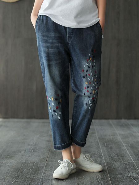 women's jeans 2021 summer spring loose harem pants cropped trousers pure cotton color dot embroidered, Blue
women's jeans 2021 summer spring loose harem pants cropped trousers pure cotton color dot embroidered, Blue