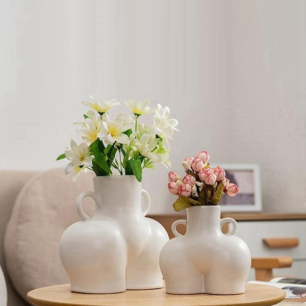 vases -2 pcs ceramic body art vase simulation human deskdecor for home office flower pot small & large