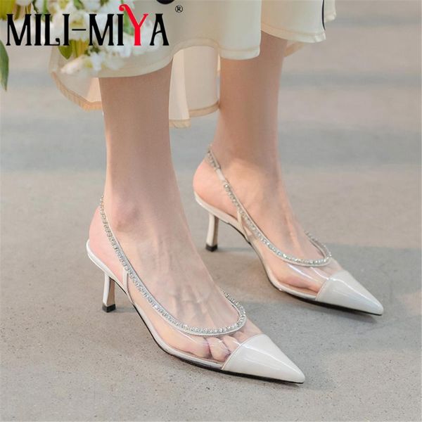 dress shoes mili-miya crystal pointed toe women cow leather pumps thin heels slip on fashion pvc party plus size 34-41, Black
dress shoes mili-miya crystal pointed toe women cow leather pumps thin heels slip on fashion pvc party plus size 34-41, Black