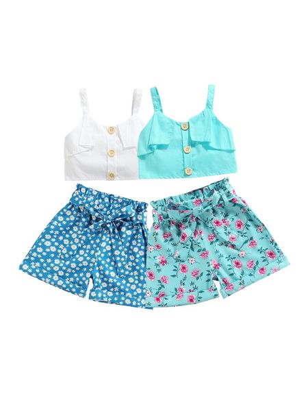 clothing sets kids suit set, summer solid color v-neck camisole+ flower print shorts+ waist belt, white/blue, 2-7 years
clothing sets kids suit set, summer solid color v-neck camisole+ flower print shorts+ waist belt, white/blue, 2-7 years