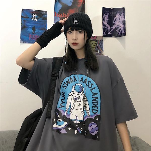 women's t-shirt summervintage kpop hip-hop emo anime astronaut couple short-sleeved oversize shirt harajuku urban grunge clothes, White
women's t-shirt summervintage kpop hip-hop emo anime astronaut couple short-sleeved oversize shirt harajuku urban grunge clothes, White