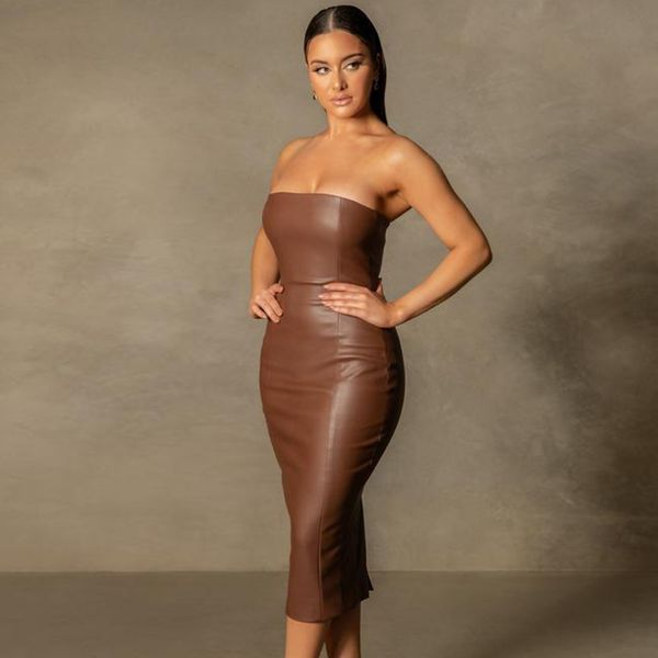 elegant fashion pu leather midi dresses evening party club backless strapless split dress bodycon christmas, Black;gray
elegant fashion pu leather midi dresses evening party club backless strapless split dress bodycon christmas, Black;gray