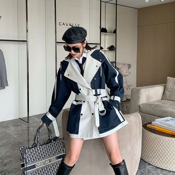 long sleeve jacket stitching design spring queen casual clothing 2021 autumn coats korea plus size overcoat outerwear women, Black;brown
long sleeve jacket stitching design spring queen casual clothing 2021 autumn coats korea plus size overcoat outerwear women, Black;brown
