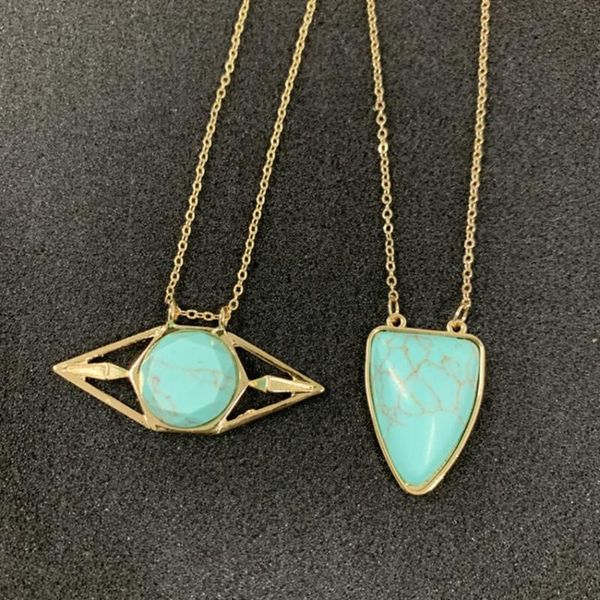 pendant necklaces fyjs unique light yellow gold color geometric shape green turquoises stone necklace link chain jewelry, Silver
pendant necklaces fyjs unique light yellow gold color geometric shape green turquoises stone necklace link chain jewelry, Silver