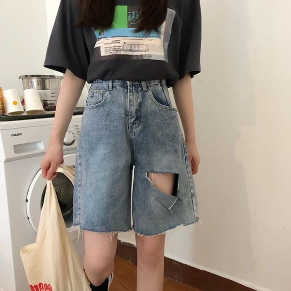 women's jeans ripped summer korean version high waist pants zippers washed casual style shorts distressed straight bottoms, Blue
women's jeans ripped summer korean version high waist pants zippers washed casual style shorts distressed straight bottoms, Blue