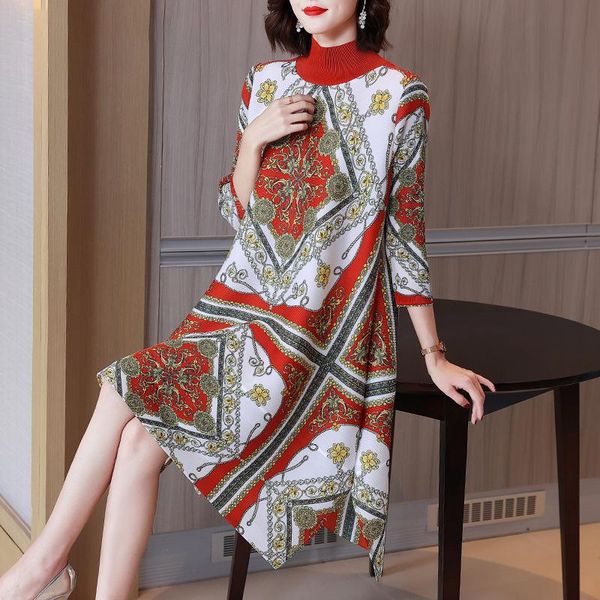 casual dresses woman dress miyak pleated indie folk printing turtleneck loose large size 3/4 sleeve female a-line, Black;gray
casual dresses woman dress miyak pleated indie folk printing turtleneck loose large size 3/4 sleeve female a-line, Black;gray
