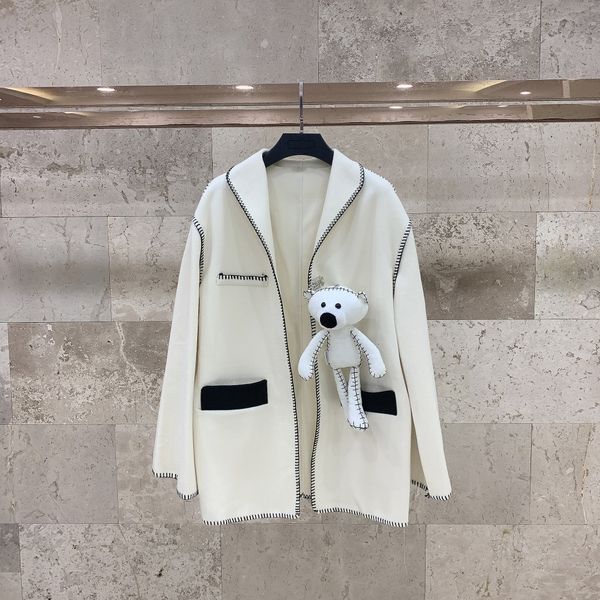women designer t shirt2021 new loose lapel contrast color back cub sweet temperament medium length tweed coat women, White
women designer t shirt2021 new loose lapel contrast color back cub sweet temperament medium length tweed coat women, White