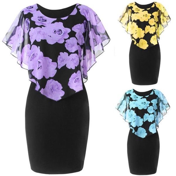 casual plus size rose print women's dress chiffon o-neck ruffles mini dress summer vestido de mujer femme robe, Black;gray
casual plus size rose print women's dress chiffon o-neck ruffles mini dress summer vestido de mujer femme robe, Black;gray