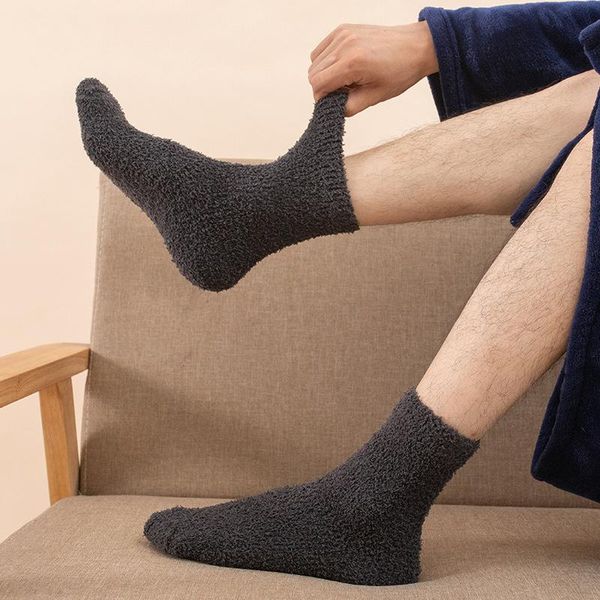 men's socks 1 pair autumn and winter coral fleece thick solid color men half warm tube, Black
men's socks 1 pair autumn and winter coral fleece thick solid color men half warm tube, Black
