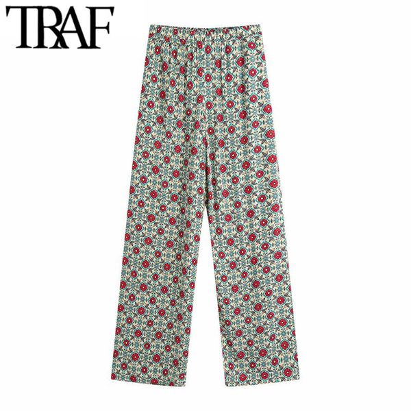 women's pants & capris traf women chic fashion side pockets floral print straight vintage high elastic waist female trousers mujer, Black;white
women's pants & capris traf women chic fashion side pockets floral print straight vintage high elastic waist female trousers mujer, Black;white