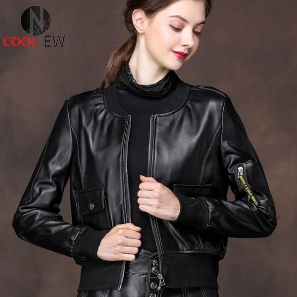 women's leather & faux 2021 women sheepskin genuine bomber jacket short style moto biker female coat slim fit outwear autumn, Black
women's leather & faux 2021 women sheepskin genuine bomber jacket short style moto biker female coat slim fit outwear autumn, Black