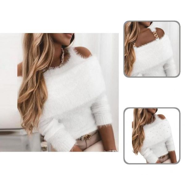women's sweaters metal chain decoration female pure color slim-fitting sweater for daily wear, White;black
women's sweaters metal chain decoration female pure color slim-fitting sweater for daily wear, White;black