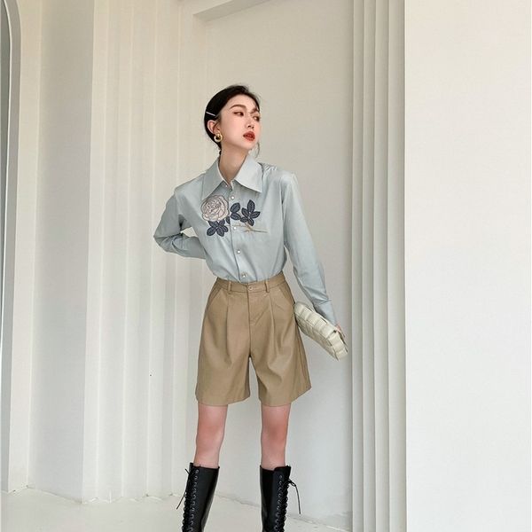 women's blouses & shirts floral embroidered and blouse mint green long sleeve button up collar korean fashion autumn spring ah, White
women's blouses & shirts floral embroidered and blouse mint green long sleeve button up collar korean fashion autumn spring ah, White