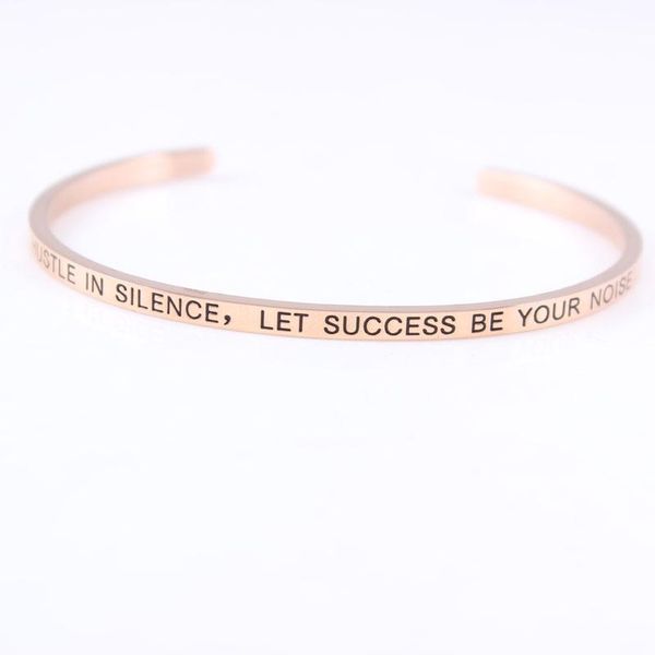 bangle inspirational mantra bracelet engraved hustle in silence, let success be your noise rose gold color, Black
bangle inspirational mantra bracelet engraved hustle in silence, let success be your noise rose gold color, Black