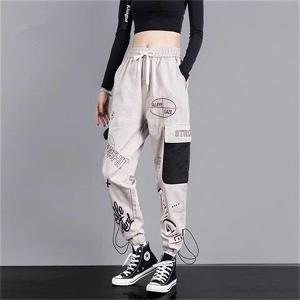 high waist women loose cargo pants handsome pattern print streetwear trousers plus size woman casual jogger pant 211007, Black;white
high waist women loose cargo pants handsome pattern print streetwear trousers plus size woman casual jogger pant 211007, Black;white