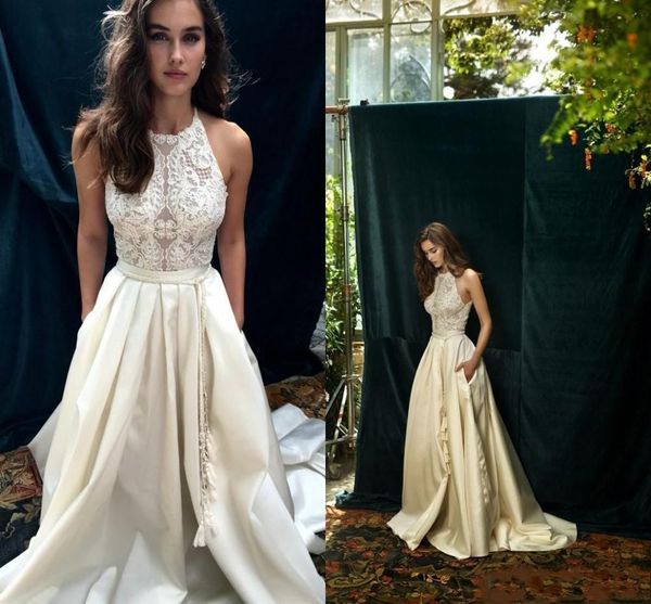 2021 new ivory lace boho wedding es with pocket elegant jewel a line beach satin bridal gowns custom made vestidos de noiva sb7d, White
2021 new ivory lace boho wedding es with pocket elegant jewel a line beach satin bridal gowns custom made vestidos de noiva sb7d, White