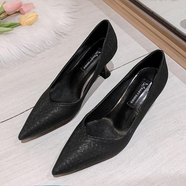 dress shoes spring fashion women pumps outside high heels pointed toe kid suede solid colors drop w32-36, Black 
dress shoes spring fashion women pumps outside high heels pointed toe kid suede solid colors drop w32-36, Black