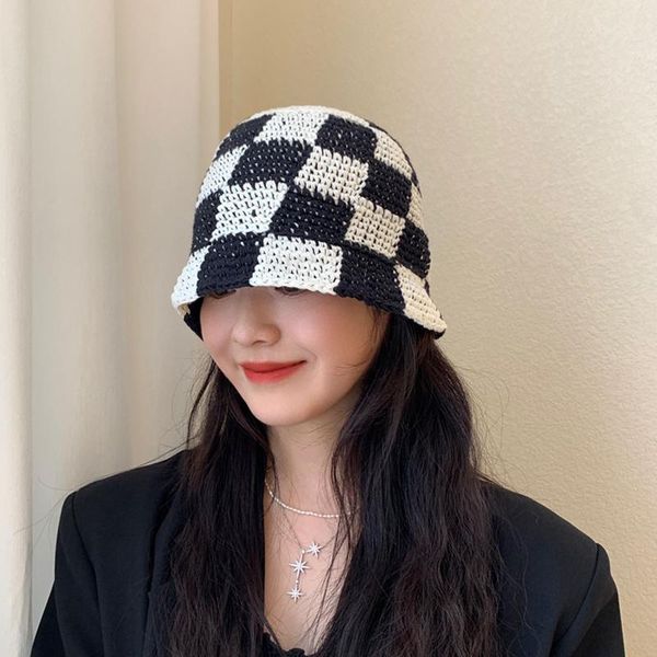 wide brim hats 2021 women winter panama caps woman black and white lattice women's cap pure cotton knitting fisherman, Blue;gray
wide brim hats 2021 women winter panama caps woman black and white lattice women's cap pure cotton knitting fisherman, Blue;gray