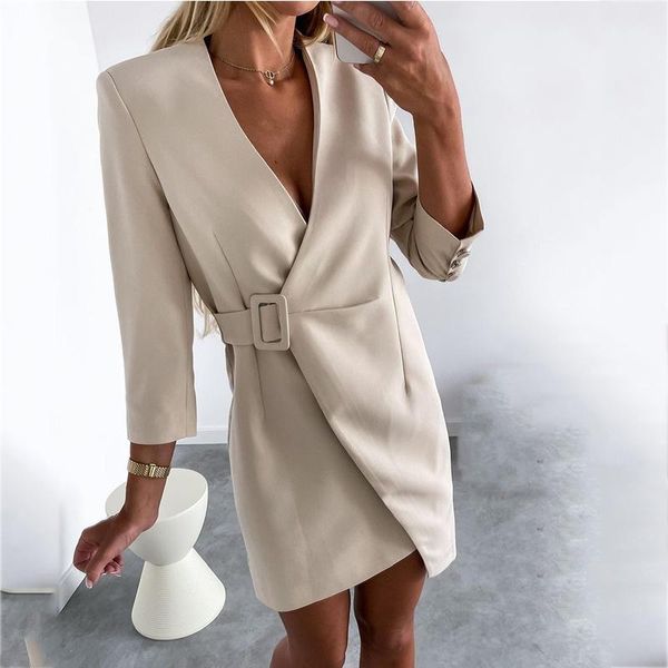 casual dresses foridol belt women blazer dress beige autumn winter elegant office ladies robe femme 2021 3/4 sleeve, Black;gray
casual dresses foridol belt women blazer dress beige autumn winter elegant office ladies robe femme 2021 3/4 sleeve, Black;gray