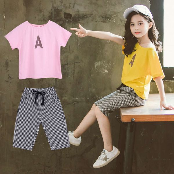 girls' 2021 new super and foreign style children's summer short sleeve plaid two piece suit, White
girls' 2021 new super and foreign style children's summer short sleeve plaid two piece suit, White