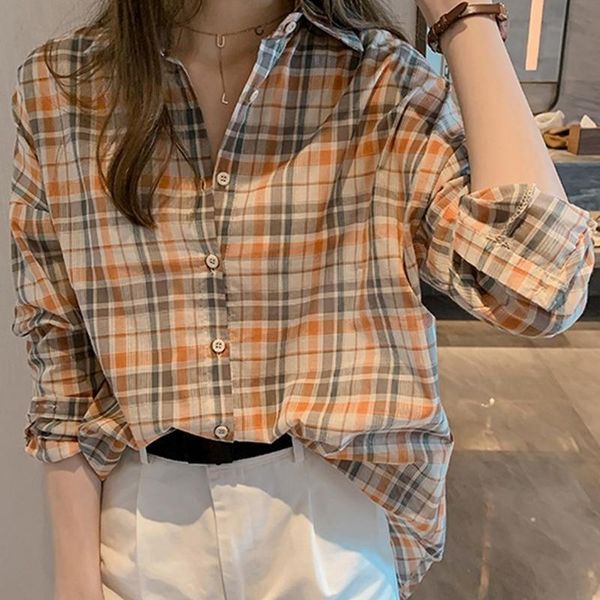 women's blouses & shirts missky women shirt autumn winter casual long-sleeved button plaid large-size jacket cardigan blouse female clo, White
women's blouses & shirts missky women shirt autumn winter casual long-sleeved button plaid large-size jacket cardigan blouse female clo, White