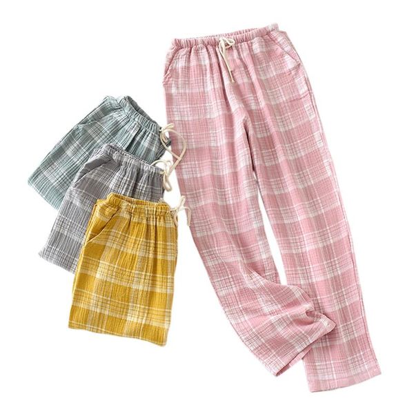 women's sleepwear casual plaid 100% crepe cotton sleep bottoms women spring home trousers pijama pants pyjamas, Black;red
women's sleepwear casual plaid 100% crepe cotton sleep bottoms women spring home trousers pijama pants pyjamas, Black;red