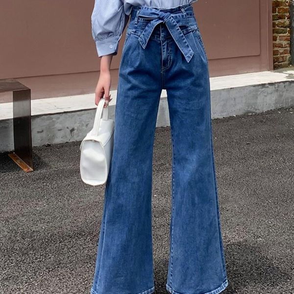 women's jeans fashion women floor length long bowknot belted high waist denim wide leg pants office ladies spring loose fit trousers, Blue
women's jeans fashion women floor length long bowknot belted high waist denim wide leg pants office ladies spring loose fit trousers, Blue