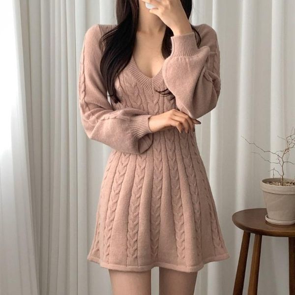 casual dresses chic v-neck slim knitted 2021 autumn women lantern sleeve korean simple sweater a-line mini dress, Black;gray
casual dresses chic v-neck slim knitted 2021 autumn women lantern sleeve korean simple sweater a-line mini dress, Black;gray