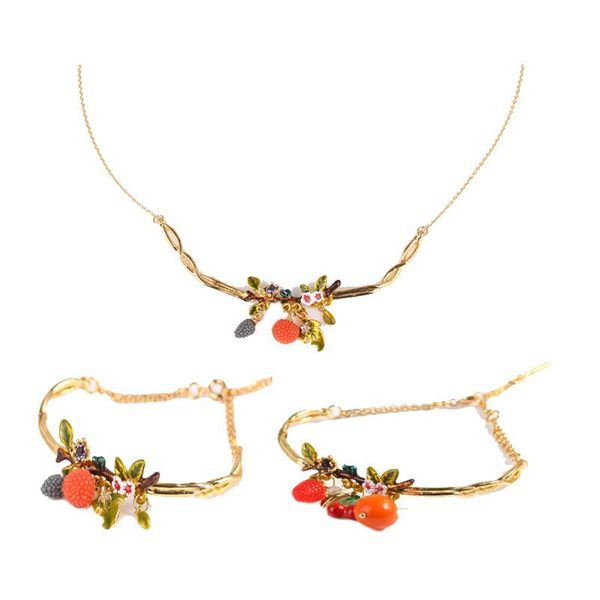 earrings & necklace summer fresh and versatile fruit series set enamel color glaze raspberry tomato strawberry bracelet women 2021, Silver
earrings & necklace summer fresh and versatile fruit series set enamel color glaze raspberry tomato strawberry bracelet women 2021, Silver