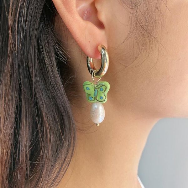 hoop & huggie peri'sbox colorful ceramic butterfly freshwater pearl pendant earrings cute multicolor charm earring for women girl, Golden;silver
hoop & huggie peri'sbox colorful ceramic butterfly freshwater pearl pendant earrings cute multicolor charm earring for women girl, Golden;silver
