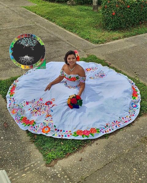 2022 amazing colorful flower embroidery quinceanera prom dresses white charrooff the shoulder satin long sweet 16 dress vestidos 15 anos, Blue;red
2022 amazing colorful flower embroidery quinceanera prom dresses white charrooff the shoulder satin long sweet 16 dress vestidos 15 anos, Blue;red