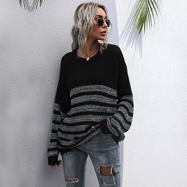 2021 basic jumper striped autumn winter casual long knitted pullovers sweater for women new fashion p8zg, White;black
2021 basic jumper striped autumn winter casual long knitted pullovers sweater for women new fashion p8zg, White;black