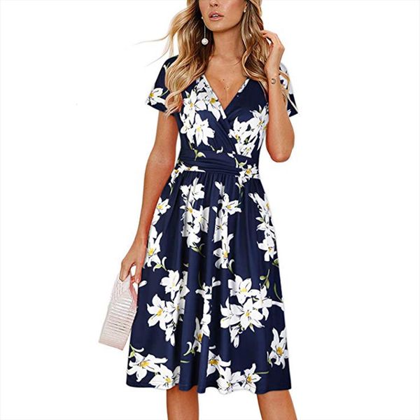 summer robe femme womens dresses v neck design temperament mid length vestido de mujer, Black;gray
summer robe femme womens dresses v neck design temperament mid length vestido de mujer, Black;gray