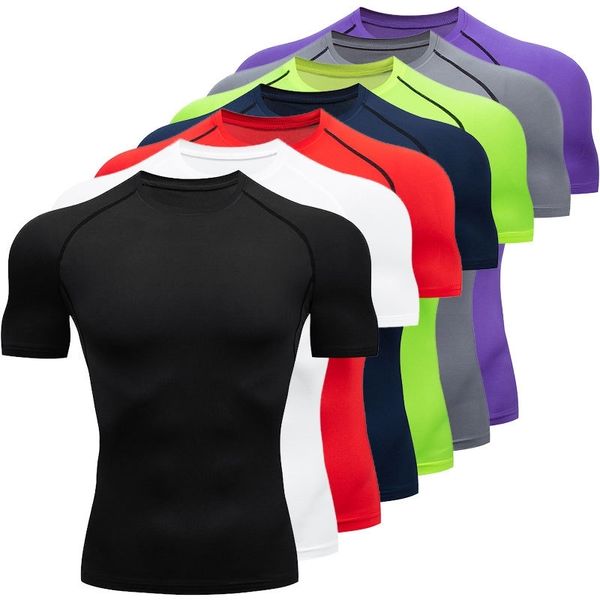 fitness men's breathable quick drying short sleeve basketball running fitness training suit high elastic thin pro sports tights t-shirt, Gray
fitness men's breathable quick drying short sleeve basketball running fitness training suit high elastic thin pro sports tights t-shirt, Gray