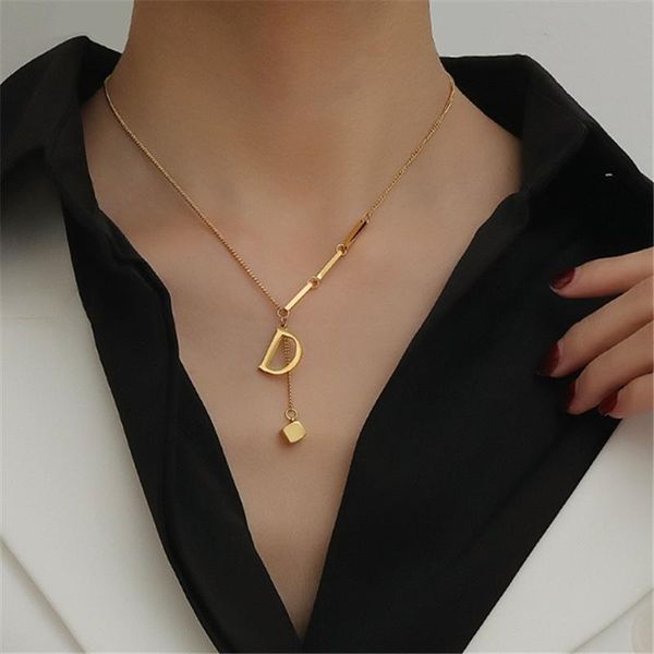 chains titanium steel niche design necklace women's fashion net red simple and versatile letter d pendant short temperament sweater cha, Silver
chains titanium steel niche design necklace women's fashion net red simple and versatile letter d pendant short temperament sweater cha, Silver