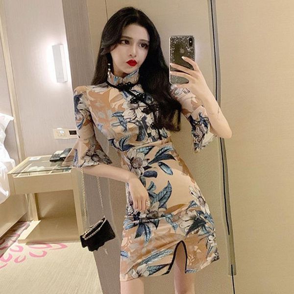 ethnic clothing women korean style elegant vintage dress club bodycon chinese retro print cheongsam party qipao sleeveless split mini, Red
ethnic clothing women korean style elegant vintage dress club bodycon chinese retro print cheongsam party qipao sleeveless split mini, Red