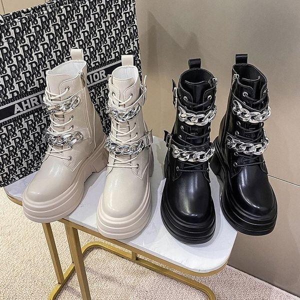 boots women ankle 2021 autumn leather high chain sneakers 9cm heels chunky platform punk winter thick sole, Black
boots women ankle 2021 autumn leather high chain sneakers 9cm heels chunky platform punk winter thick sole, Black