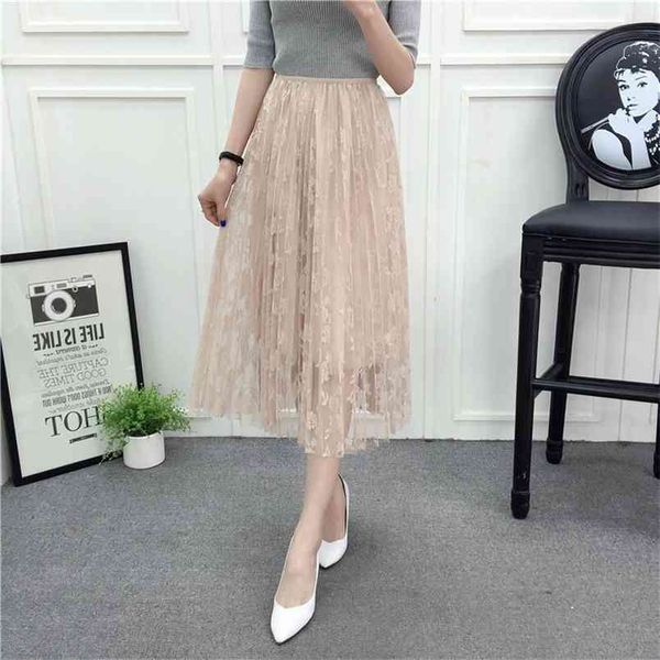 summer elastic high waist slim simple pleated lace skirt casual all-match women a-line long 210527, Black
summer elastic high waist slim simple pleated lace skirt casual all-match women a-line long 210527, Black