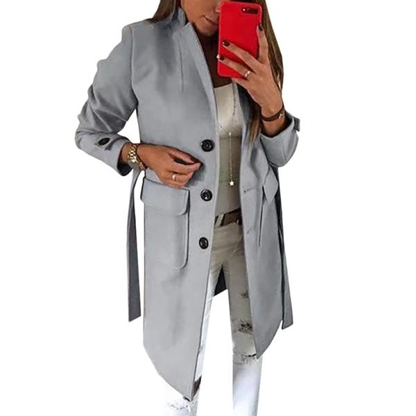 women's wool & blends winter coat long pocket with belt button jacket women woolen sleeve streetwear blend female, Black 
women's wool & blends winter coat long pocket with belt button jacket women woolen sleeve streetwear blend female, Black