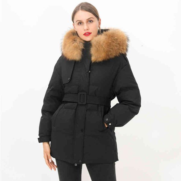 women's down & parkas jacket for lady winter 90% white duck coat with belt real raccoon fur collar medium long female snow outwear r24k, Black
women's down & parkas jacket for lady winter 90% white duck coat with belt real raccoon fur collar medium long female snow outwear r24k, Black
