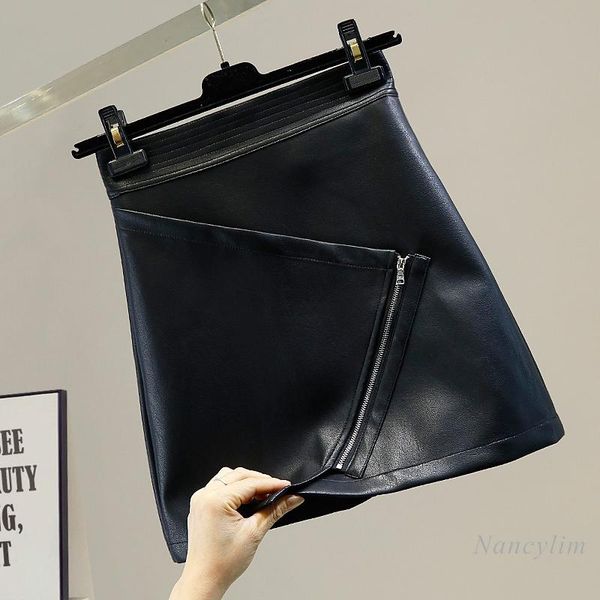 skirts leather women fall winter irregular zipper a- line women's korean-style high waist slim fit lady's chic mini skirt, Black
skirts leather women fall winter irregular zipper a- line women's korean-style high waist slim fit lady's chic mini skirt, Black