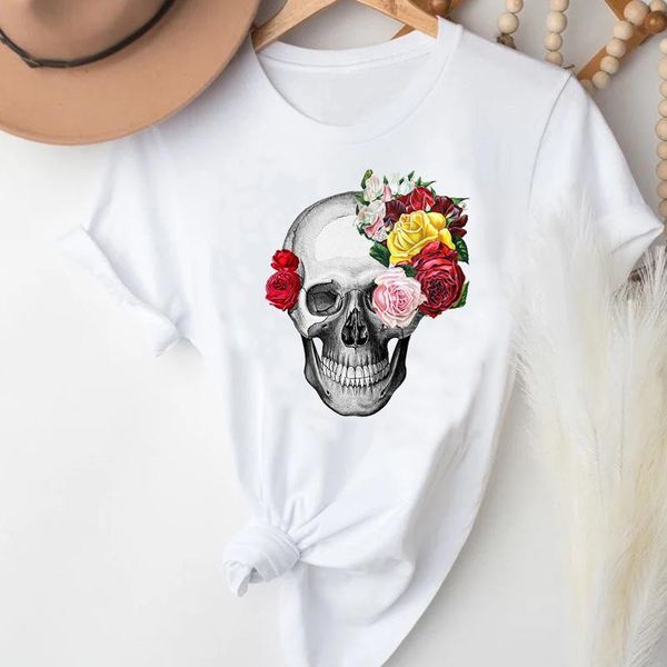 women's t-shirt t-shirts women floral skull lady print female tee funny spring summer printing clothes graphic tshirt top, White
women's t-shirt t-shirts women floral skull lady print female tee funny spring summer printing clothes graphic tshirt top, White