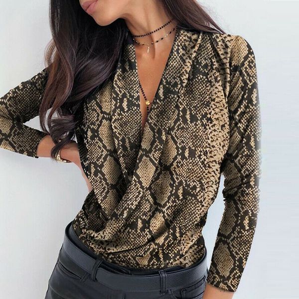women long sleeve deep v-neck shirt blouses criss-cross snake skin shirt work business formal shirt outwear fall, White
women long sleeve deep v-neck shirt blouses criss-cross snake skin shirt work business formal shirt outwear fall, White