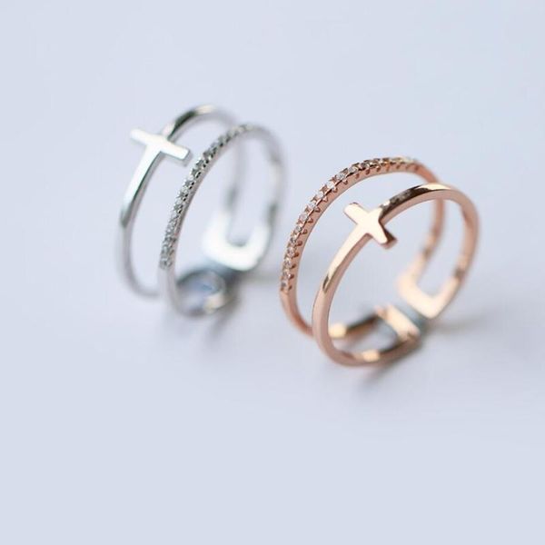cluster rings sole memory double layer zircon cross cute sweet fashion 925 sterling silver female resizable opening sri260, Golden;silver
cluster rings sole memory double layer zircon cross cute sweet fashion 925 sterling silver female resizable opening sri260, Golden;silver