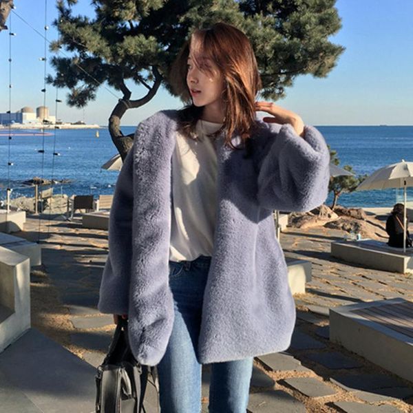 women's fur & faux coat teddy jacket winter women plush blouse plus velvet overcoat female mink solid, Black
women's fur & faux coat teddy jacket winter women plush blouse plus velvet overcoat female mink solid, Black