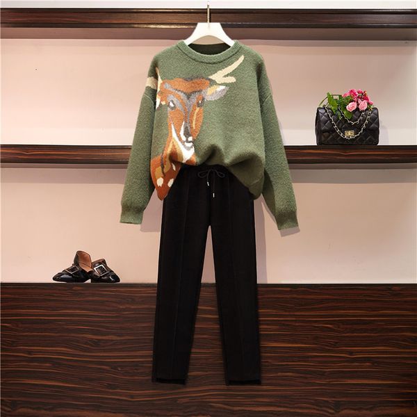 women winter warm clothes sport suit two piece set fawn knit sweater and woolen pants plus size matching outfit trac i9cp, Gray
women winter warm clothes sport suit two piece set fawn knit sweater and woolen pants plus size matching outfit trac i9cp, Gray