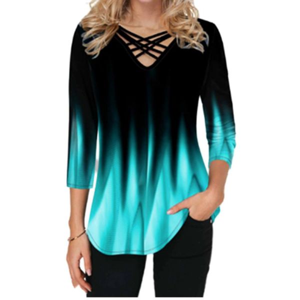 women's blouses & shirts 2021 spring gradient print women blouse shirt cross v-neck loose plus size ladies pullover blusa, White
women's blouses & shirts 2021 spring gradient print women blouse shirt cross v-neck loose plus size ladies pullover blusa, White