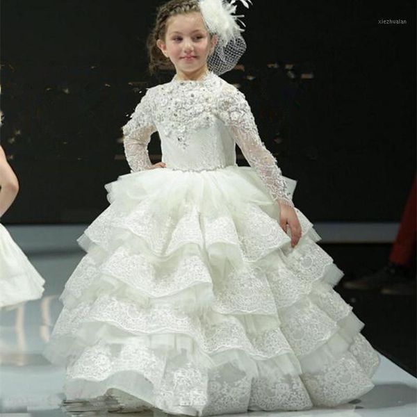 white ruffles tier skirt flower girls dresses o neck long sleece lace appliques toddler communion dress1, Red;yellow
white ruffles tier skirt flower girls dresses o neck long sleece lace appliques toddler communion dress1, Red;yellow